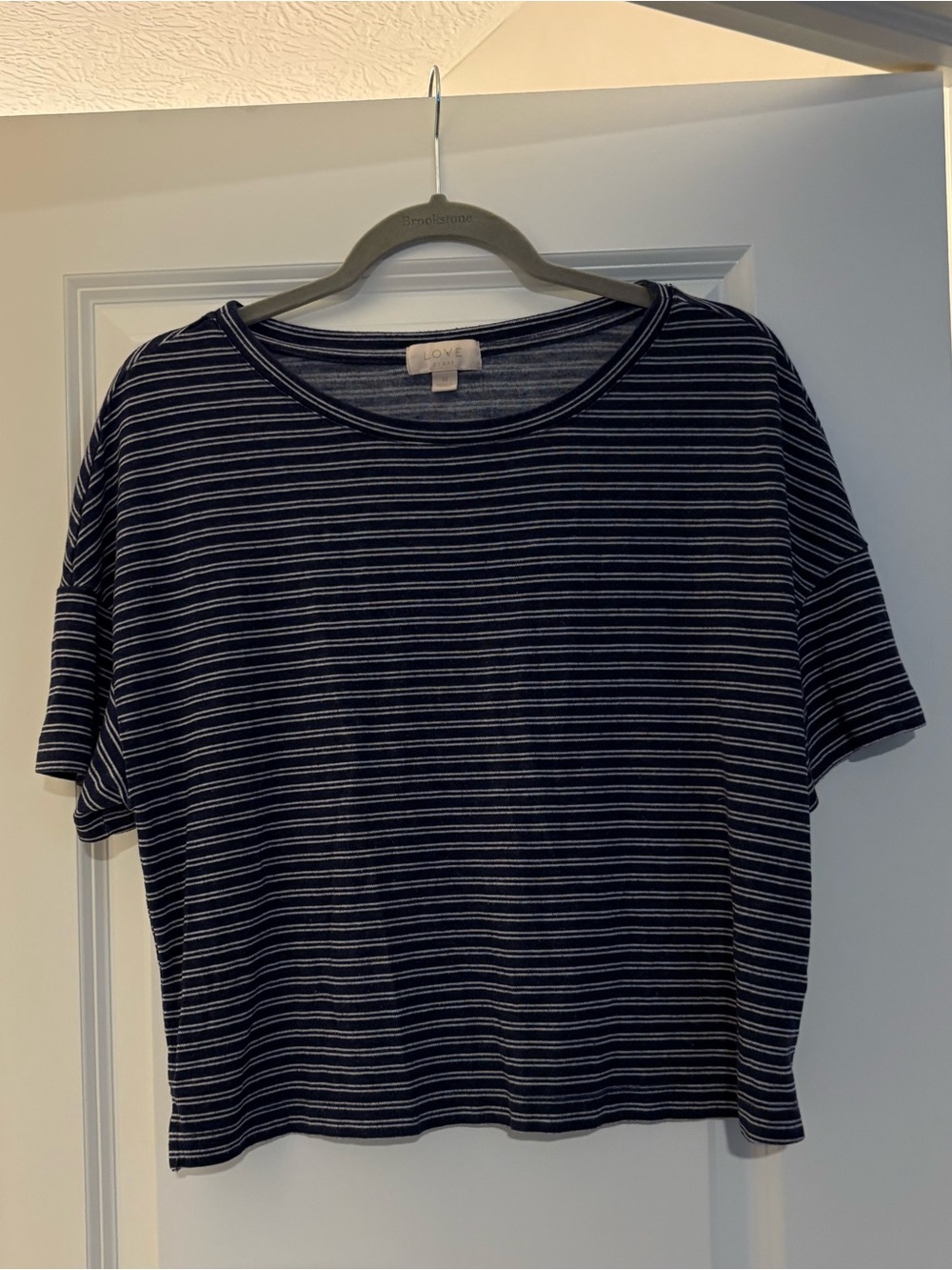 Love by Gap Navy & White Striped Short Sleeve Tee | Medium